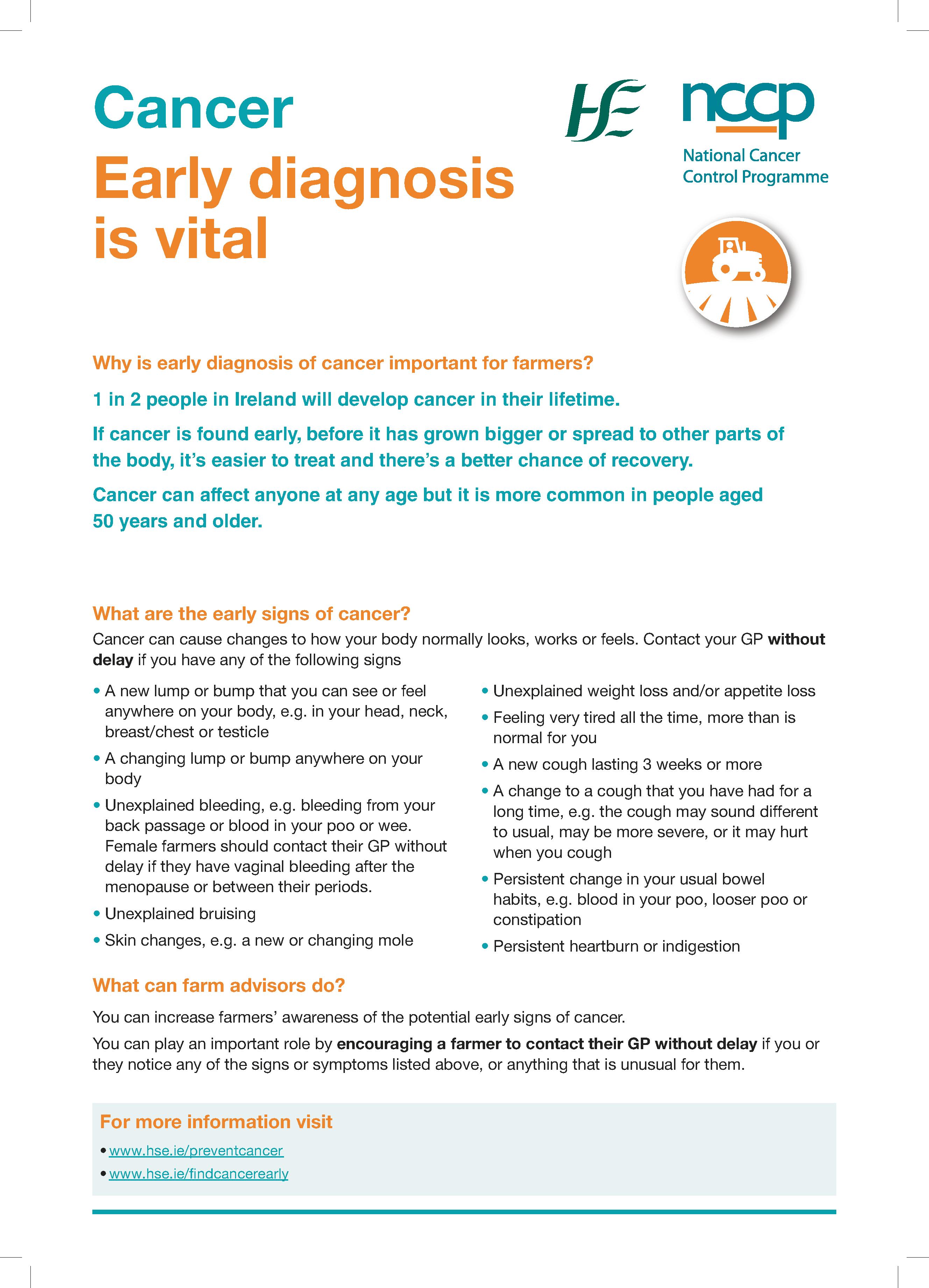 Cancer early diagnosis is vital - quick reference guide for farmers