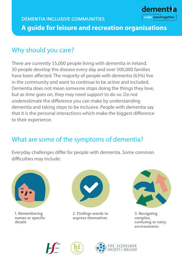 DEMENTIA INCLUSIVE COMMUNITIES - A guide for leisure and recreation organisations