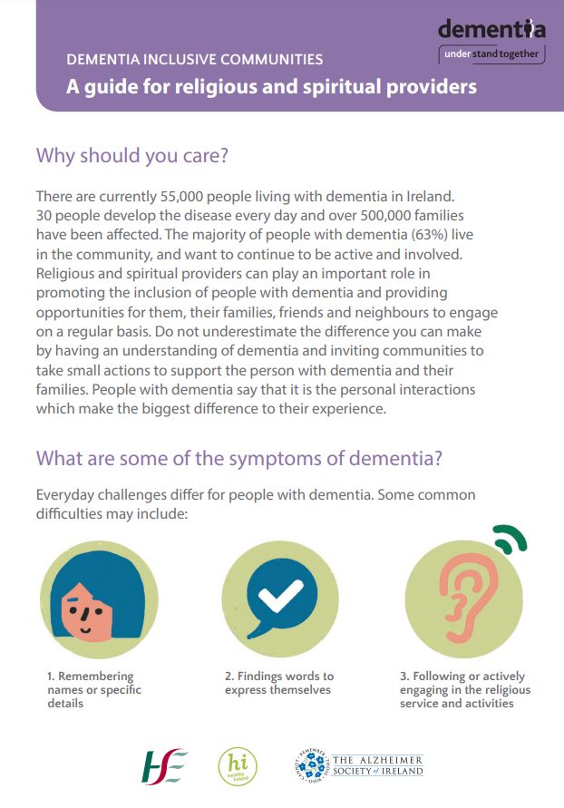 DEMENTIA INCLUSIVE COMMUNITIES - A guide for religious and spiritual providers