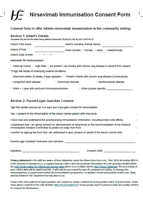 Consent Form RSV Nirsevimab - Community Setting
