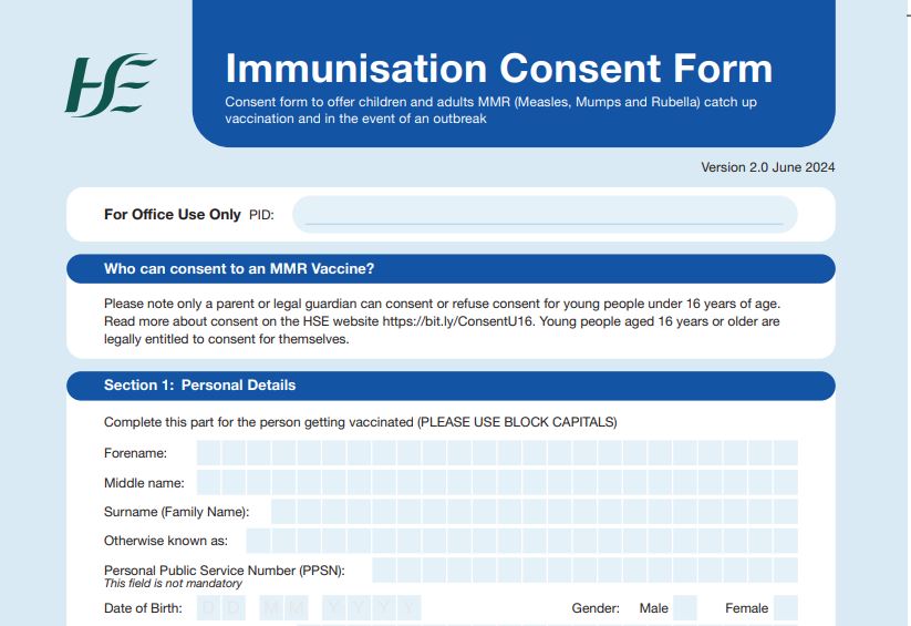 MMR Immunisation Consent Form