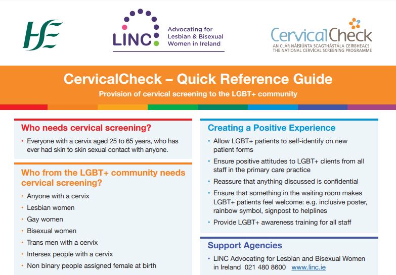 CervicalCheck - Quick reference guide for LGBT+ Community