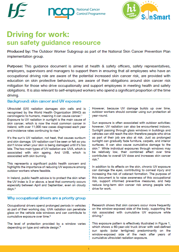 Driving for work - sun safety guidance
